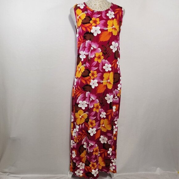 Bali Chic Women's Size Small Tropical Floral Print Sleeveless Maxie Dress Beach - Picture 2 of 13